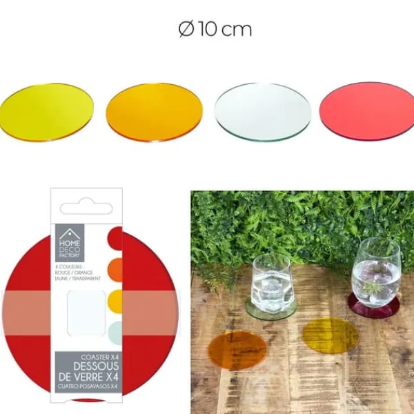 Sæt med 4 farvede GLASSKÆRKER 10 cm Online