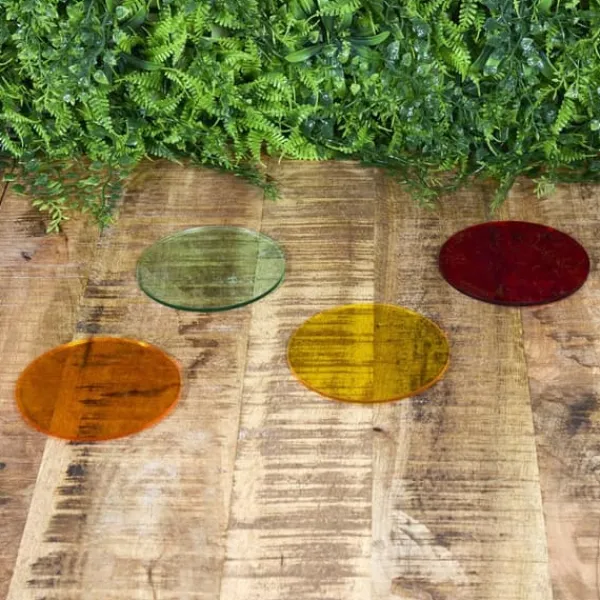 Sæt med 4 farvede GLASSKÆRKER 10 cm Online