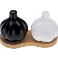 Salt- & Peberstrøere>Sæt med 2 krydderikrukker af porcelæn med bambusbund BONA hvid sort