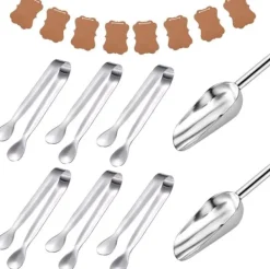 Skeer & Skovle>Sæt med 6 tænger og 2 spatler til ismaskiner, rustfrit stål