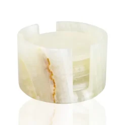 Bordskånere Til Glas>Sæt med naturstens bordskånere 6 stk. + onyx-fod