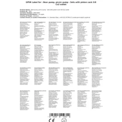 Sæt med picnic-pumpe med stempelhane 5/8 Co2-udgang, KEG:Type M New