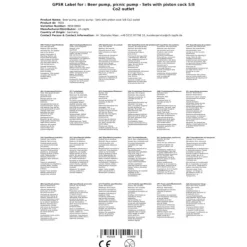 Sæt med picnic-pumpe med stempelhane 5/8 Co2-udgang, KEG:Type S New