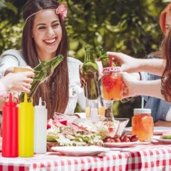 Sæt med saucedispensere, 21x7x5,5 cm, rød gul hvid Sale