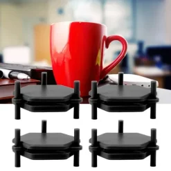 4st sexkantiga glasunderlägg Snygga justerbara sexkantiga glasunderlägg för drycker och små föremål Svart Outlet