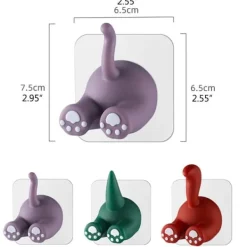Opbevaringskroge & Hylder>Söta tecknade djursvansväggskrokar Multifunktionella klibbkrokar för att hänga tandborste Dusch Hemväggsarrangör