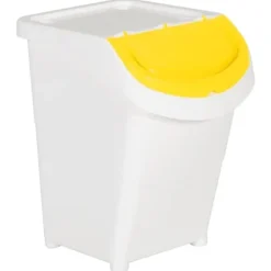 Stabelbare affaldsspande med låg - 3 stk. 120 l | Farve: Hvid | Materiale: PP New