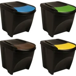 Stabelbare skraldespande 4 stk. 100 l - Hygiejnisk affaldshåndtering | Farve: Antracitgrå Outlet