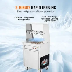 Ismaskine>Steg-is-kræmmaskine, rulle-is maker, 13,8 x 13,8 tommer pande til sjov dessertoplevelse.