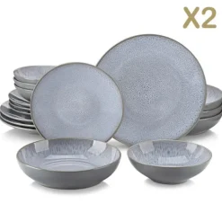 Tallerkener & Bordservicer>Stentøjsservise, Elegant Design, Holdbart Keramisk Materiale,32 stk