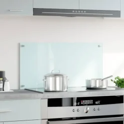 Stænkplade 80x40 cm - Hærdet glas til køkken | Farve: Hvid | Størrelse: 80x40 cm Online