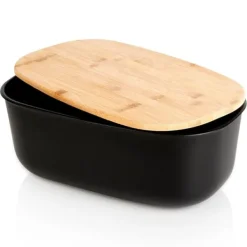 Stor brødkasse til rundstykker med bambusbræt til køkkenet Discount