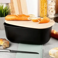 Stor brødkasse til rundstykker med bambusbræt til køkkenet Discount