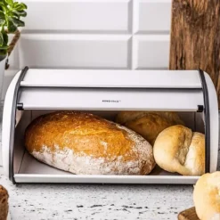 Brødkasser & Brødposer>Stor brødspand i stål 44cm mat hvid KINGHOFF KH-1864