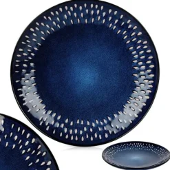Tallerkener & Bordservicer>Stor flad middagstallerken til middag, keramik, marineblå, 28 cm