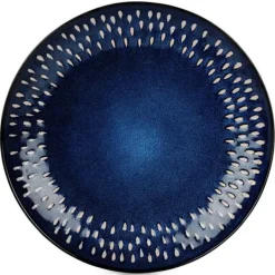 Tallerkener & Bordservicer>Stor flad middagstallerken til middag, keramik, marineblå, 28 cm