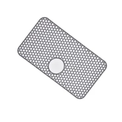 Måtter & Gitter Til Køkkenvaske>Stor Grå Silikonemåtte Til Køkkenvask Med Afløbsriller - 66,5x35,5 cm