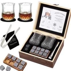 Stort Whisky Gavesæt Chilling Stones Glasæske Clearance
