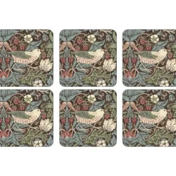 Strawberry Thief Brown Coasters 6-pack - Morris & Co Sale