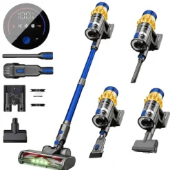 Støvsuger, Kraftig Sugeevne, Trådløs Design,EU, Blå med gul Discount