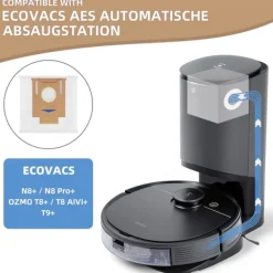 Støvsugerposer 8-pak Ecovacs DEEBOT OZMO T8/T8 AIVI/T8 MAX/N8 Pro/N8 Pro Plus, Yeedi Vac/Yeedi Vac MAX New