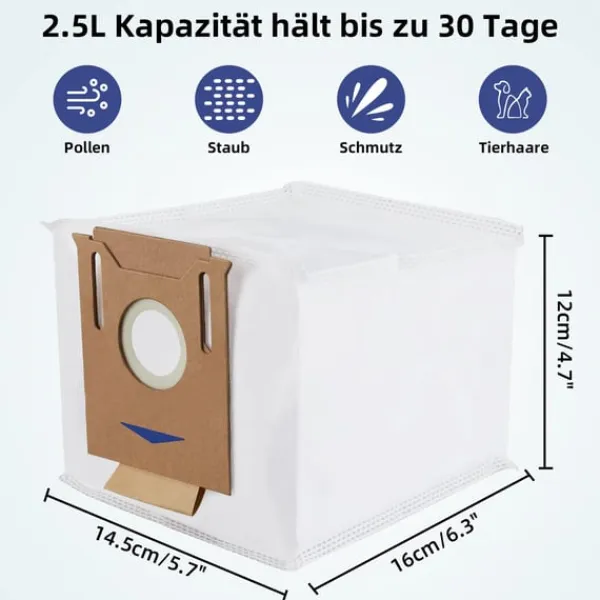 Støvsugerposer 8-pak Ecovacs DEEBOT OZMO T8/T8 AIVI/T8 MAX/N8 Pro/N8 Pro Plus, Yeedi Vac/Yeedi Vac MAX New