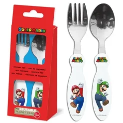 Super Mario Bestik>Bestick Cutlery Sked & Gaffel i metall 14cm