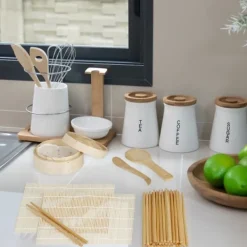 Sushi sæt, bambus, 23x23 cm, natur Sale