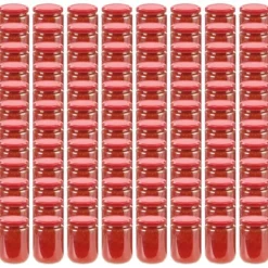 Syltetøjsglas 96 stk. Med røde låg 230 ml - Opbevaringsglas - Opbevaringskrukke - Home & Living Sale