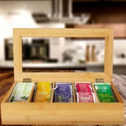 Teaboks, Bambus, 9x37x20 cm, Natur Best