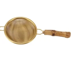 Tefilter med håndtag Let at rengøre Stor kapacitet rustfrit stål Kung Fu tefilter Tetilbehør Guld Bambus Clearance