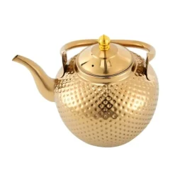 Tekande - Kogeplade Te- og Kaffekande - Rustfrit Stål - 2,0 L - Med Tesi/Filter - Til Løs Te & Blomstrende Te - Guld New