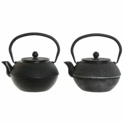 Tekande DKD Home Decor Sort Sølv Jern (18.5 x 16 x 17 cm) (2 pcs) (1200 ml) Clearance