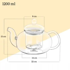 Tekande, termoglas, Wilmax, 1200ml Outlet