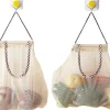 Madopbevaringsposer>Återanvändbara hängande nätpåsar for frugt og grønsaker til frugt, grønt, potatis, løg, paprika eller grønt, 3-pack
