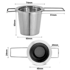 Tesi i løs vægt, tesi i 304 rustfrit stål med låg og drypbakke New
