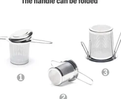 Tesi i løs vægt, tesi i 304 rustfrit stål med låg og drypbakke New