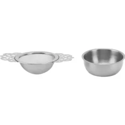 Te-siler i rustfrit stål med drypskål Dobbelt håndtag Genanvendelige fine mesh tefiltre til løse blade urtekøkken Sølv Clearance