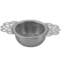 Te-siler i rustfrit stål med drypskål Dobbelt håndtag Genanvendelige fine mesh tefiltre til løse blade urtekøkken Sølv Clearance