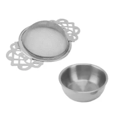 Te-siler i rustfrit stål med drypskål Dobbelt håndtag Genanvendelige fine mesh tefiltre til løse blade urtekøkken Sølv Clearance