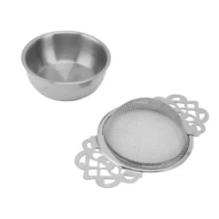 Te-siler i rustfrit stål med drypskål Dobbelt håndtag Genanvendelige fine mesh tefiltre til løse blade urtekøkken Sølv Clearance