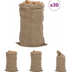 The Living Store jutesække 30 stk. 65x135 cm 100 % jute 340 g/m2 - Kufferter & tasker Online