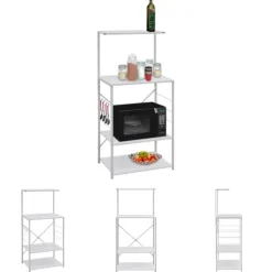 Opbevaringskroge & Hylder>The Living Store køkkenreol til mikroovn 60x39,6x123 cm konstrueret træ hvid - Holdere til køkkenredskaber