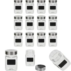 Opbevaringsdåser>The Living Store opbevaringsglas med etiket 12 stk. 300 ml - Kagedåser