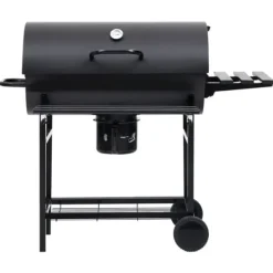 The Living Store tøndegrill med hjul og hylder 115x85x95 cm stål sort - Grill