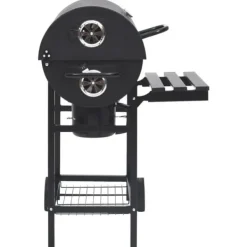The Living Store tøndegrill med hjul og hylder 115x85x95 cm stål sort - Grill