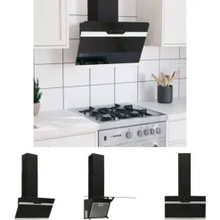 Emhætter>The Living Store væghængt emhætte 60 cm stål og hærdet glas sort - Emhætter