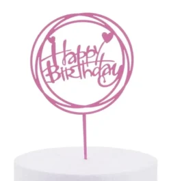 Udstyr Til Kagedekoration>TILLYKKE MED FØDSELSDAGEN topper lyserød cirkel
