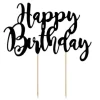 Udstyr Til Kagedekoration>Tillykke med fødselsdagen kagetopper, sort, 22,5 cm