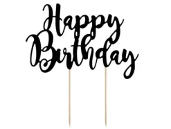 Udstyr Til Kagedekoration>Tillykke med fødselsdagen kagetopper, sort, 22,5 cm